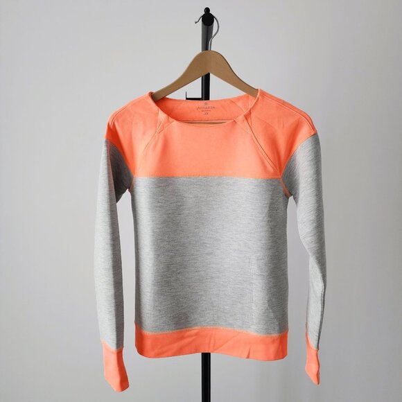 Athleta Fuse Scuba Sweatshirt in Gray and Orange Size XS - Picture 1 of 7